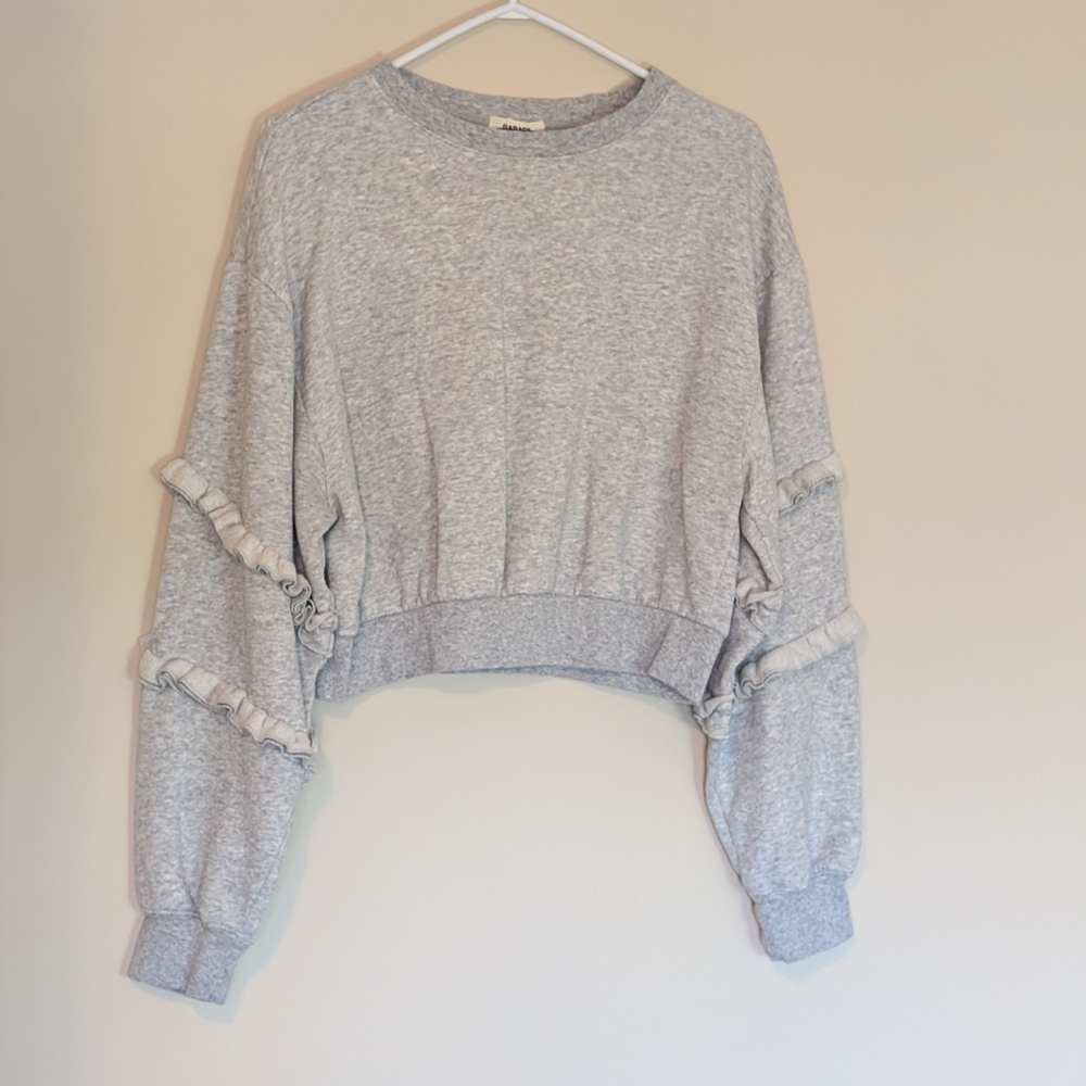 Garage Light Gray Crop Pullover, Size Medium